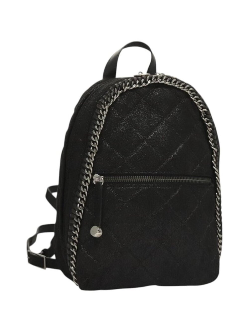 Stella MacCartney Falabella Chain Backpack Suede Black Silver 364517